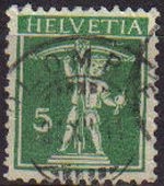 z vendido Suiza 1909 Scott 148 Sello Personajes Guillermo Tell Usado Switzerland Suisse 